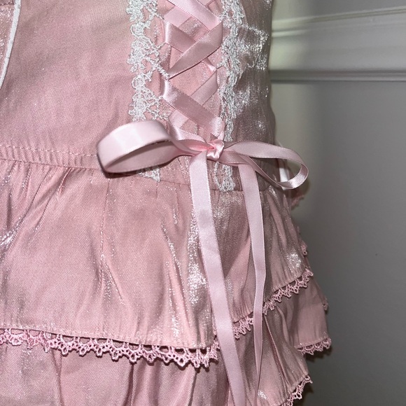 Pink Lace-Up Ruffle Skirt - Picture 2 of 5